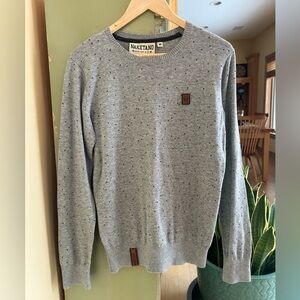 Naketano Men’s 100% Cotton Crewneck Sweater Gray w/ Navy Dots Size Medium